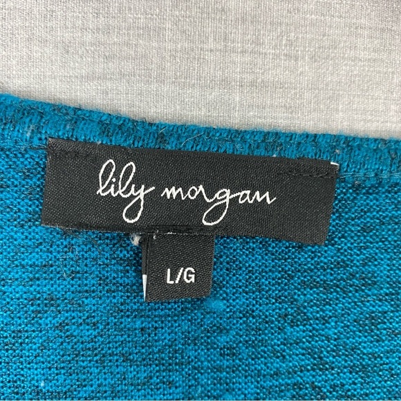 Lily Morgan Tie Front Long Sleeve Top V Neck Teal Colour - Picture 6 of 8